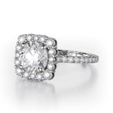 18K White Gold Diamond Square Halo Semi-Mount Ring (Round CZ Center)