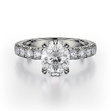 18K White Gold Diamond Hidden Halo Oval Semi-Mount Ring (CZ Center)