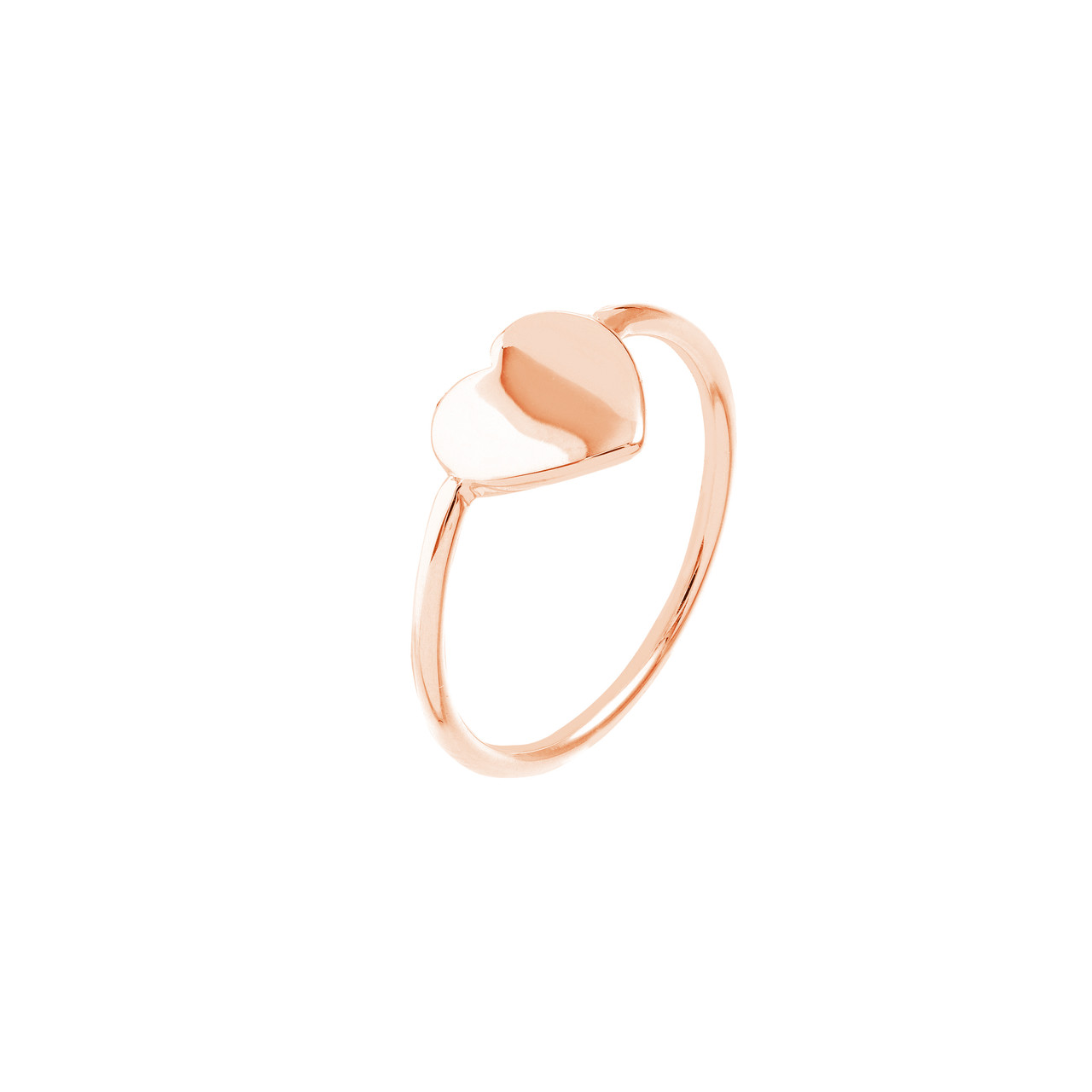 14K Rose Gold Flat Heart Wire Fashion Ring - Size 6
