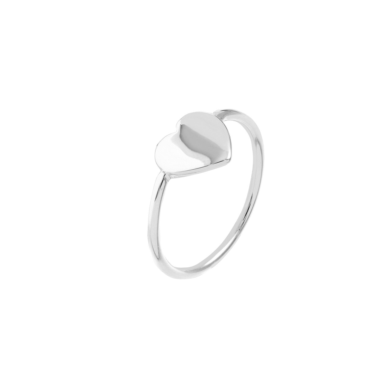 14K White Gold Flat Heart Wire Fashion Ring - Size 6
