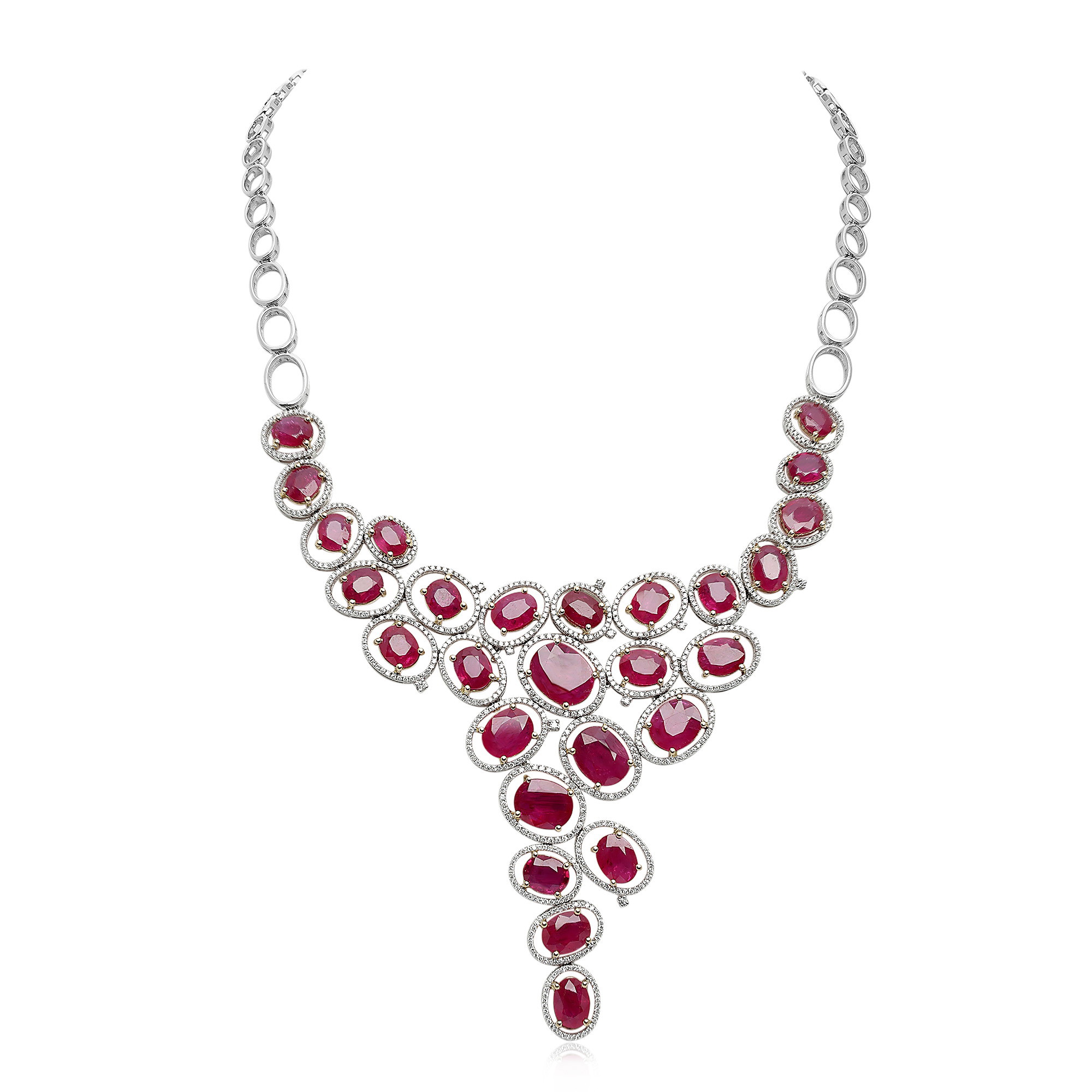 14KW 42.28CTW OV NAT RUBIES 3.29CTW DIA NECK EGL CERT