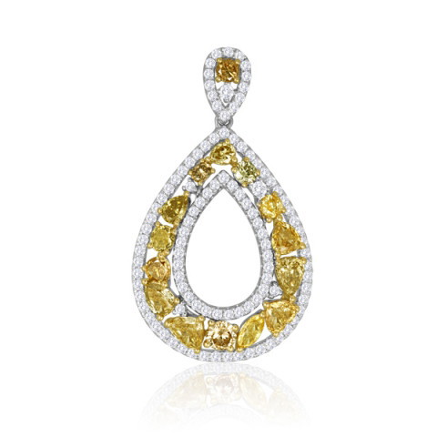 2.04ctw Diamond Pear Shape Swirl Pendant in 18K White & Yellow Gold
