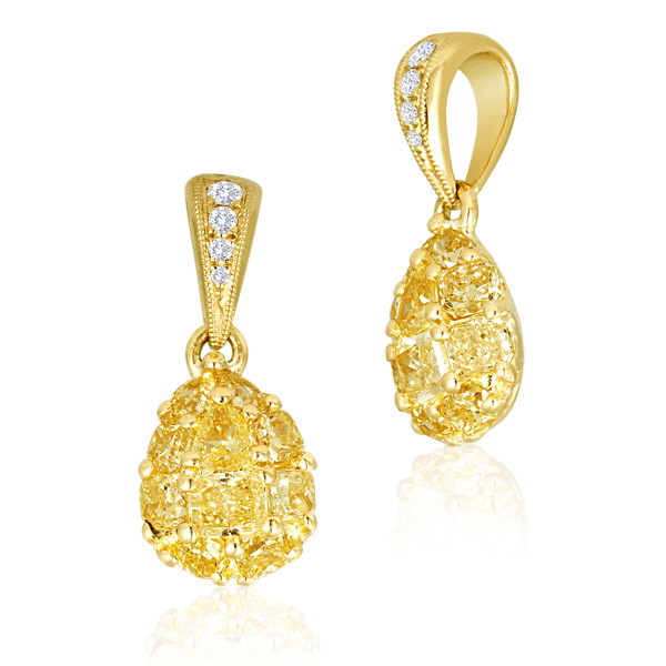 1.32ctw Diamond Teardrop Pendant in 18K Yellow Gold