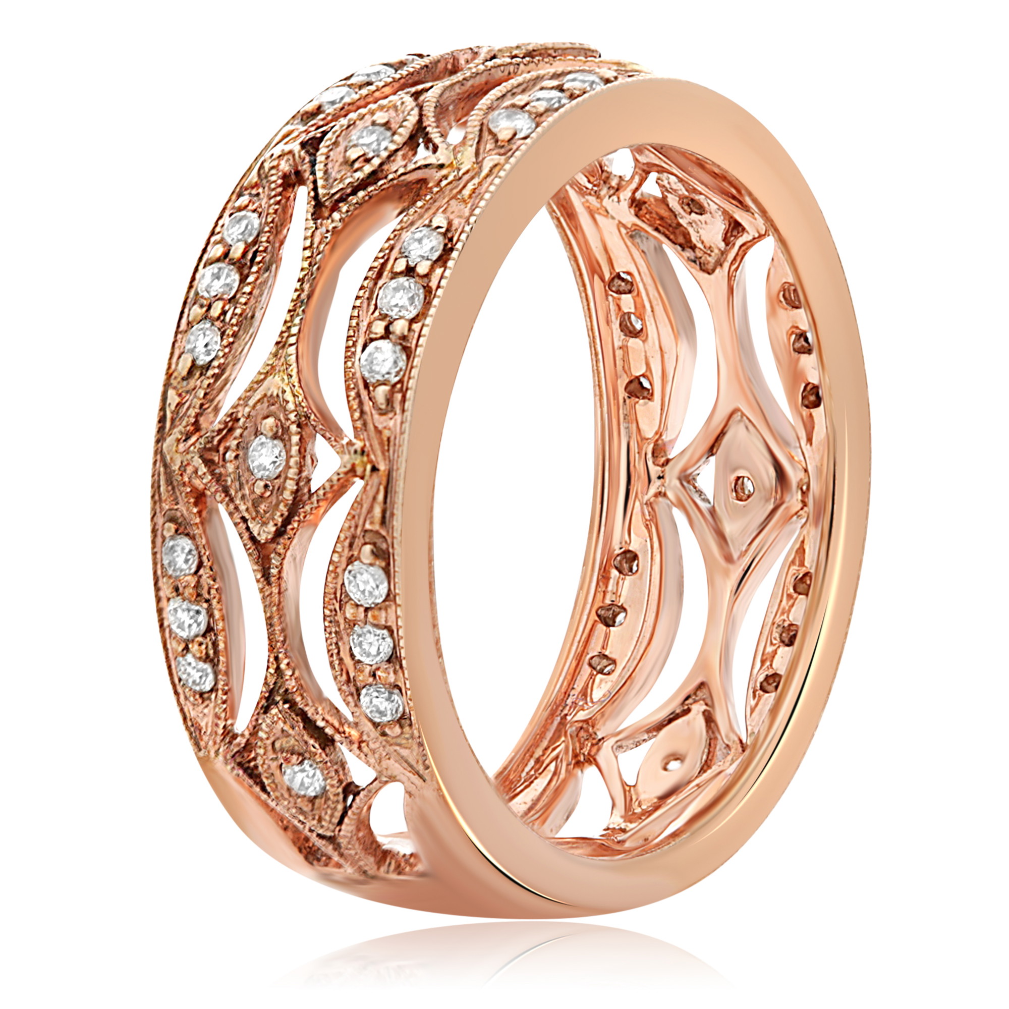 14K Rose Gold Diamond 3-Row Band (0.27ctw)