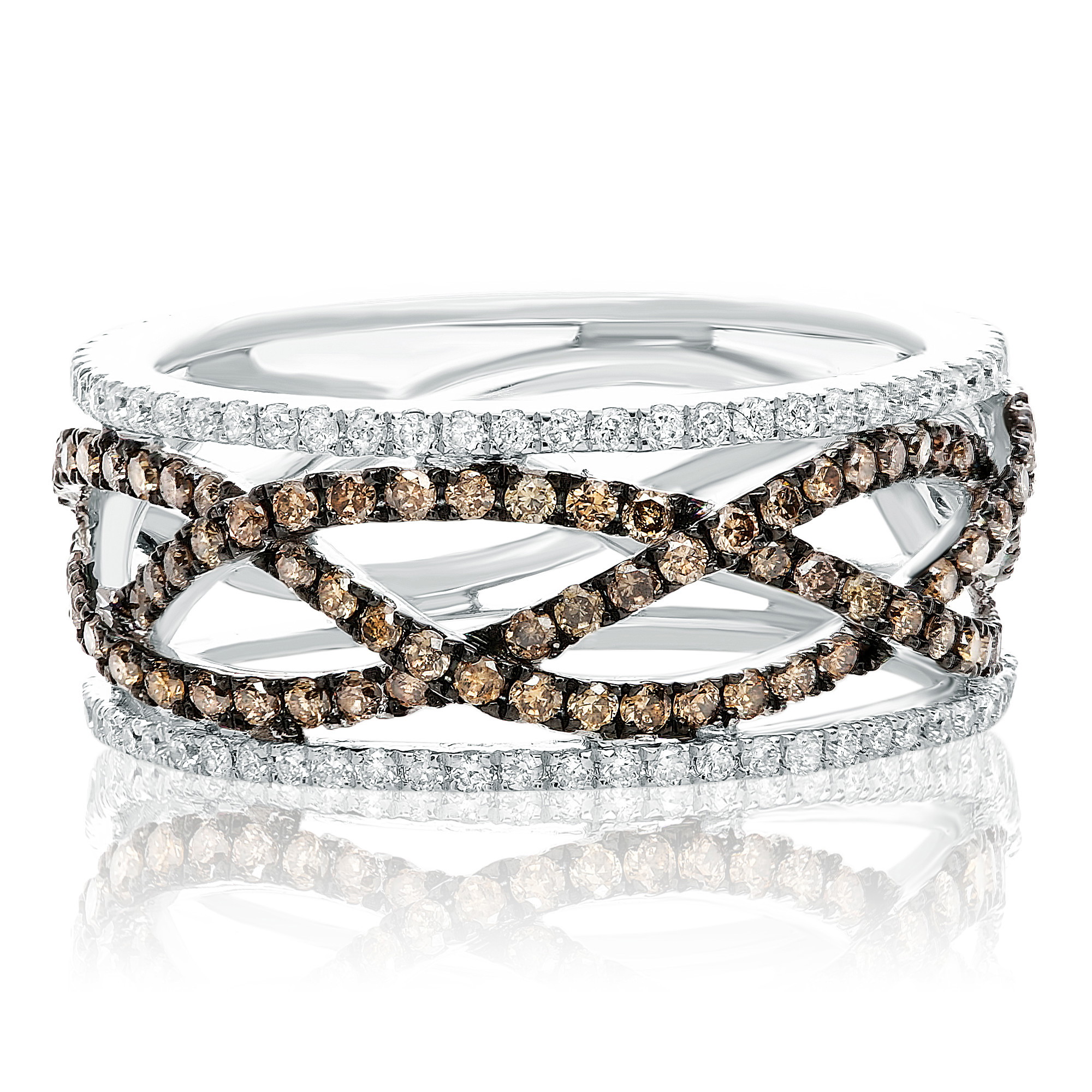 14K White Gold Diamond & Champagne Diamond Eternity Band (1.47ctw)
