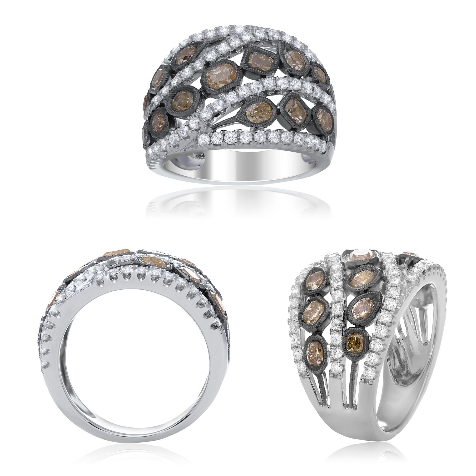 18K White Gold Multi-Color & Shape Diamond Band (2.79ctw)