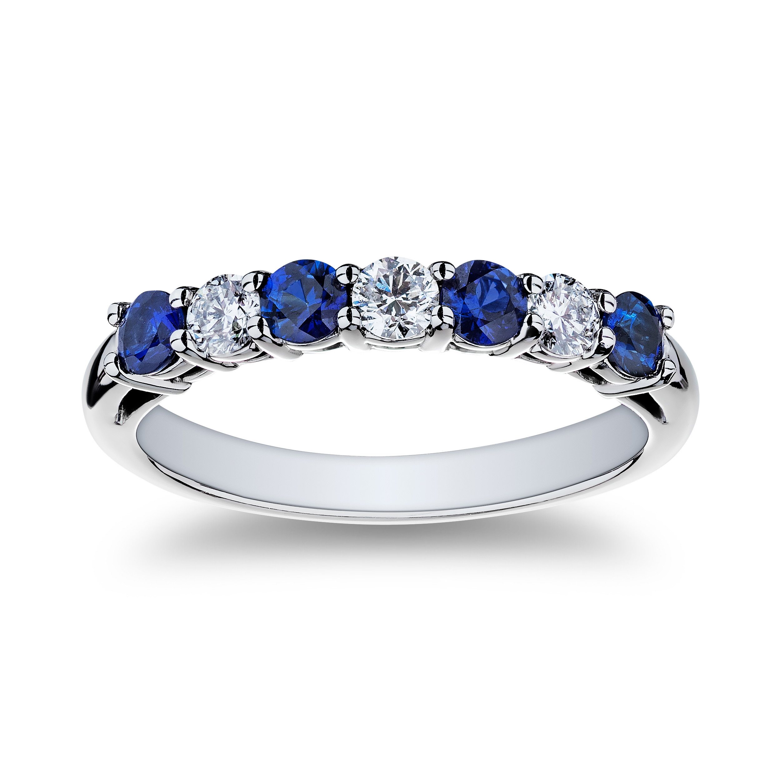 Platinum Sapphire & Diamond 7-Stone Band