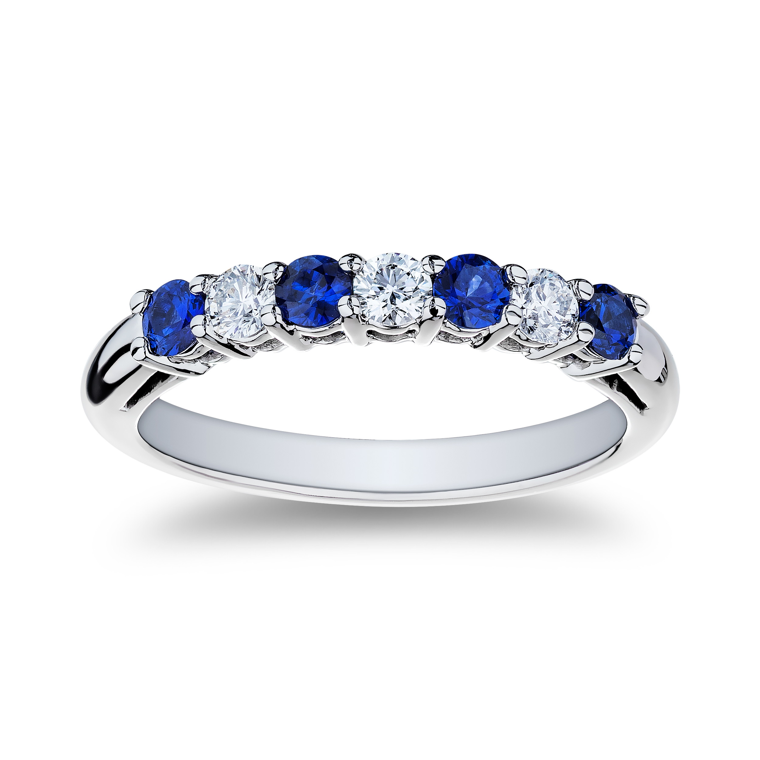 Platinum Sapphire & Diamond 7-Stone Band