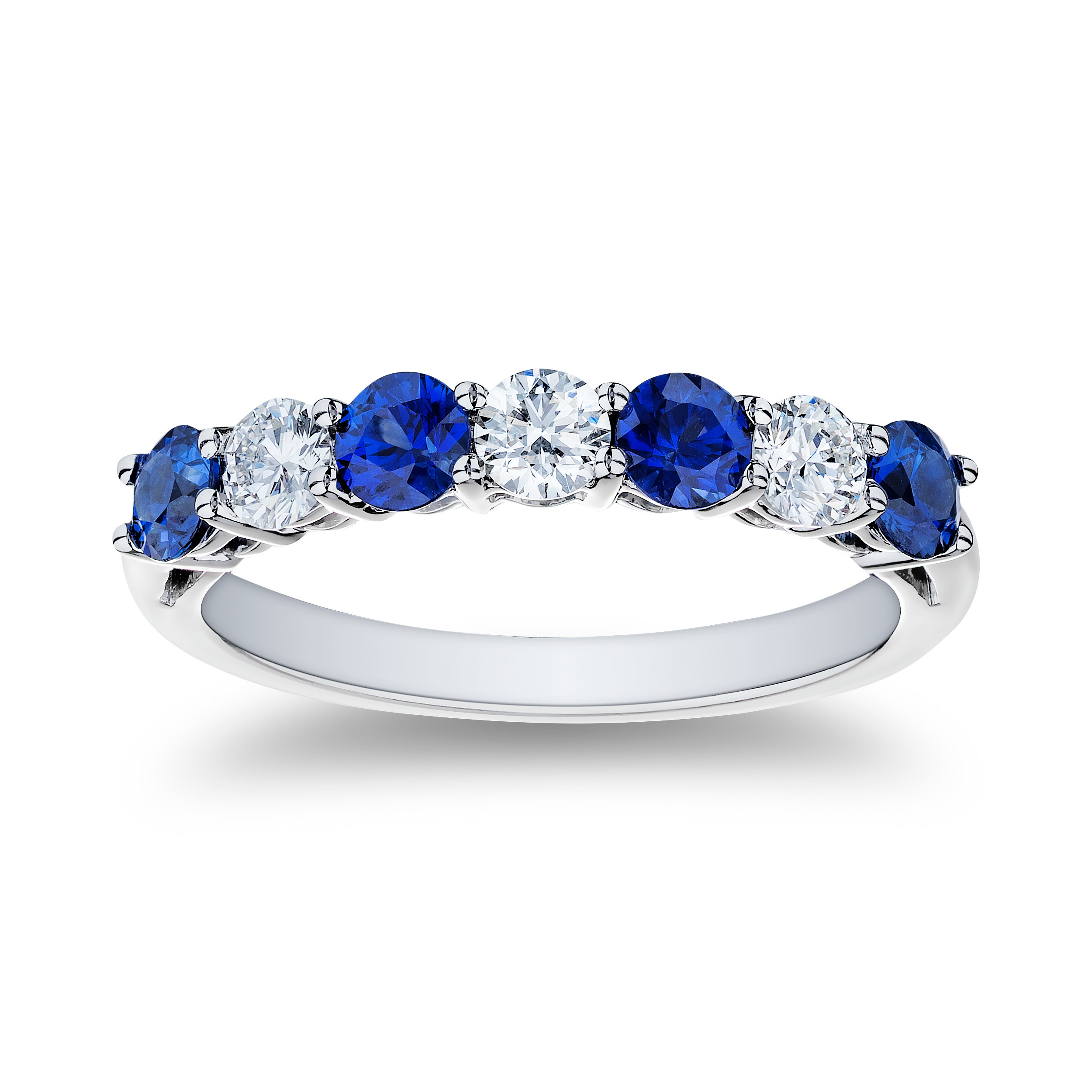 Platinum Sapphire & Diamond 7-Stone Band