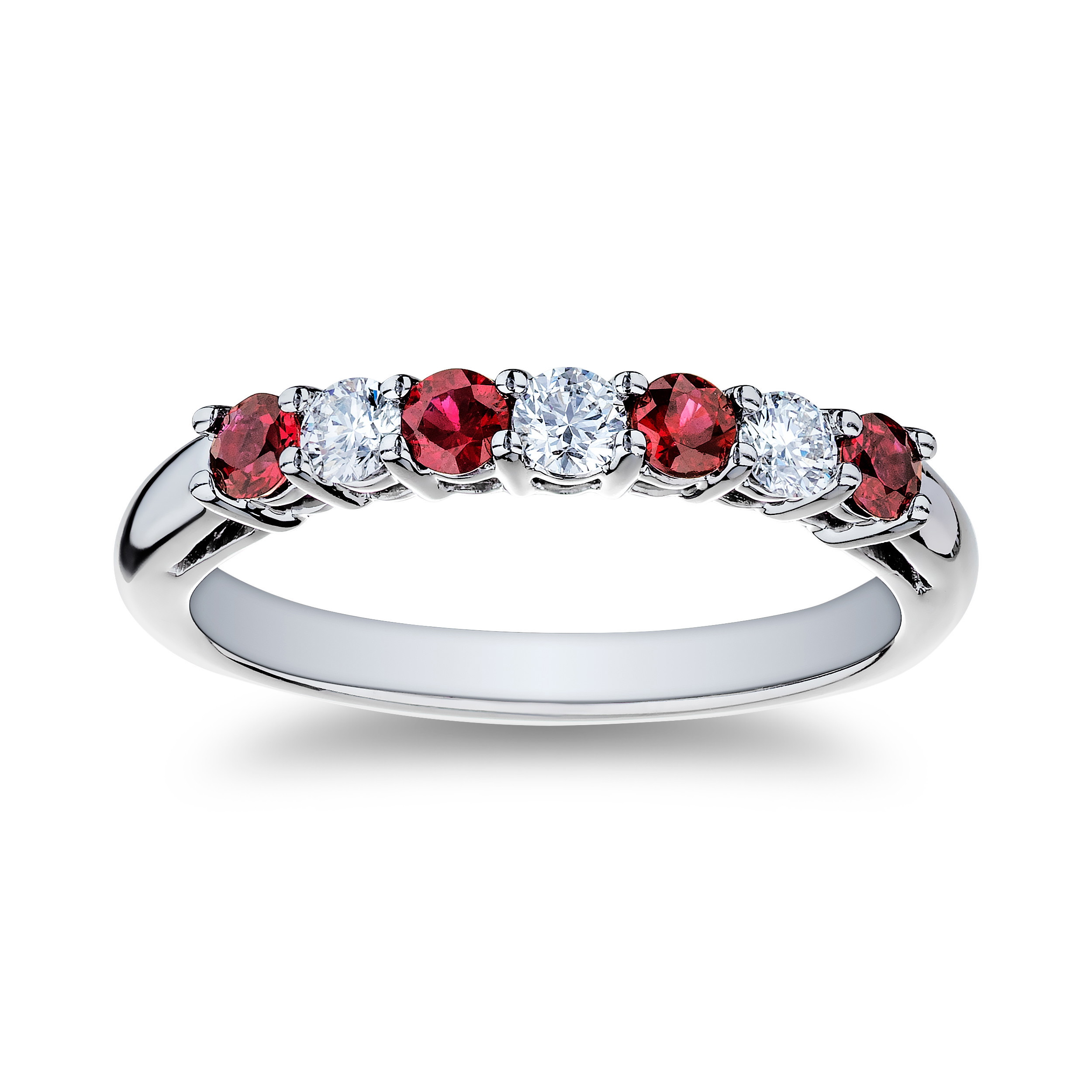 Platinum Ruby & Diamond 7-Stone Band