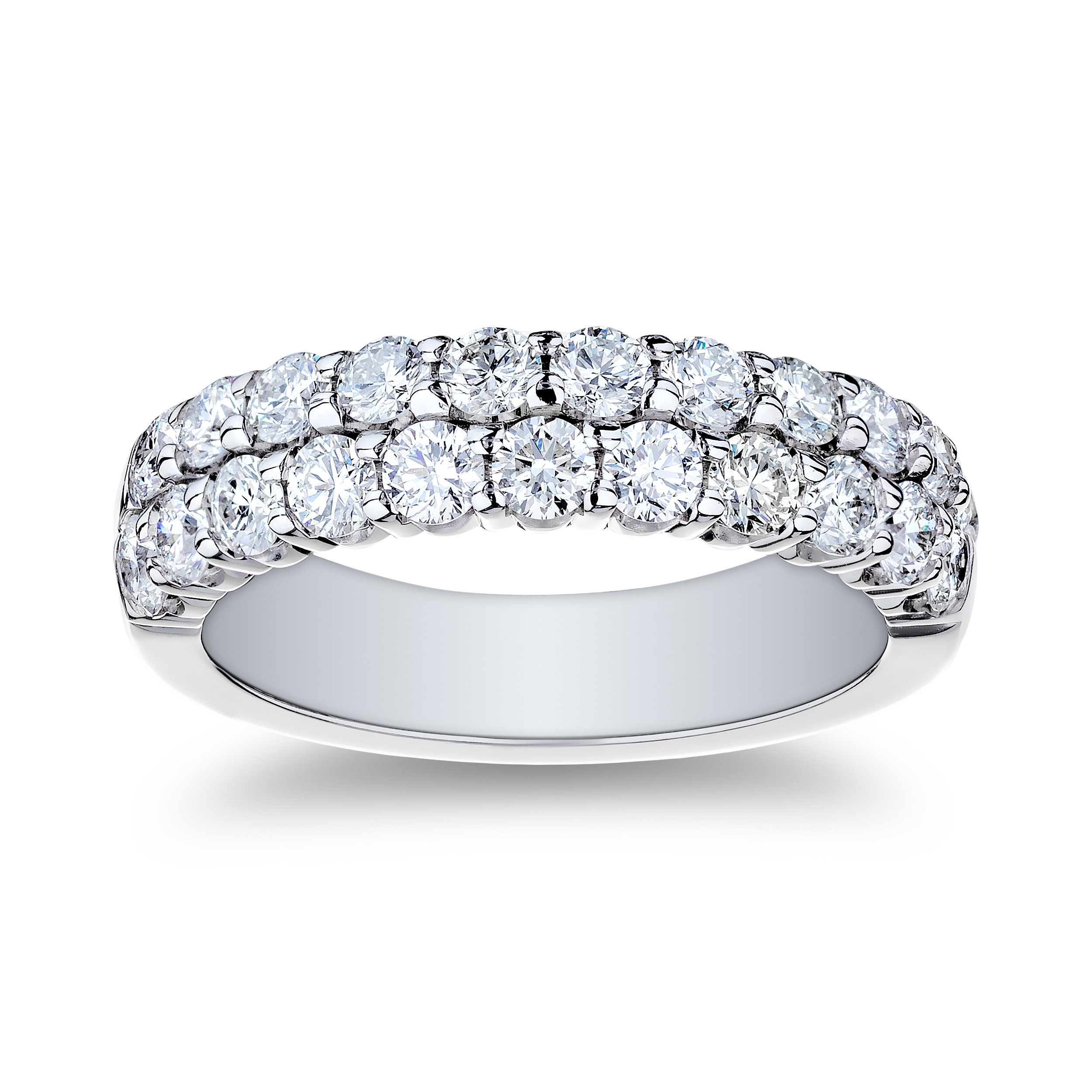 18K White Gold Diamond 2-Row Band (1.54ctw)