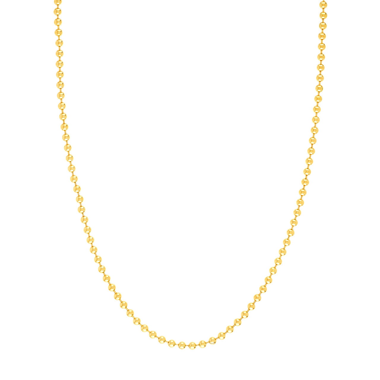 14K Yellow Gold 3.5mm Bead Chain Necklace (24")