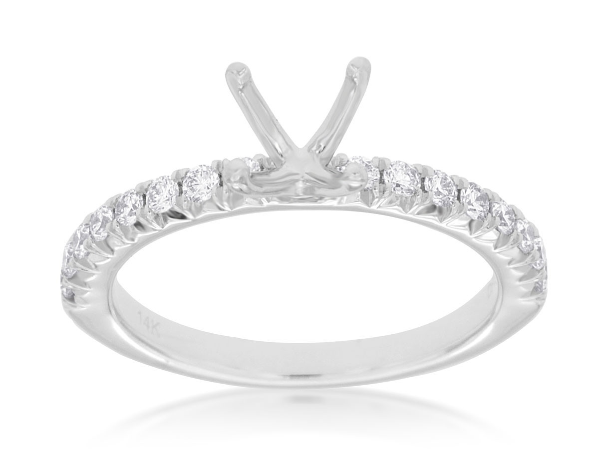 14K White Gold Diamond Semi-Mount Ring (0.32ctw)