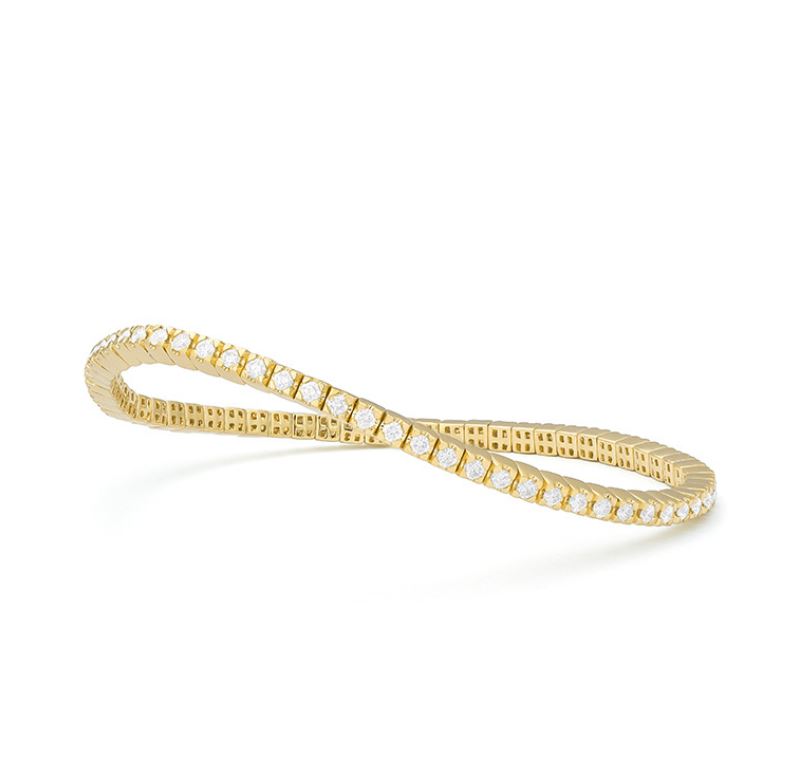 14K Yellow Gold Diamond Stretch Bangle Bracelet (2.30ctw)