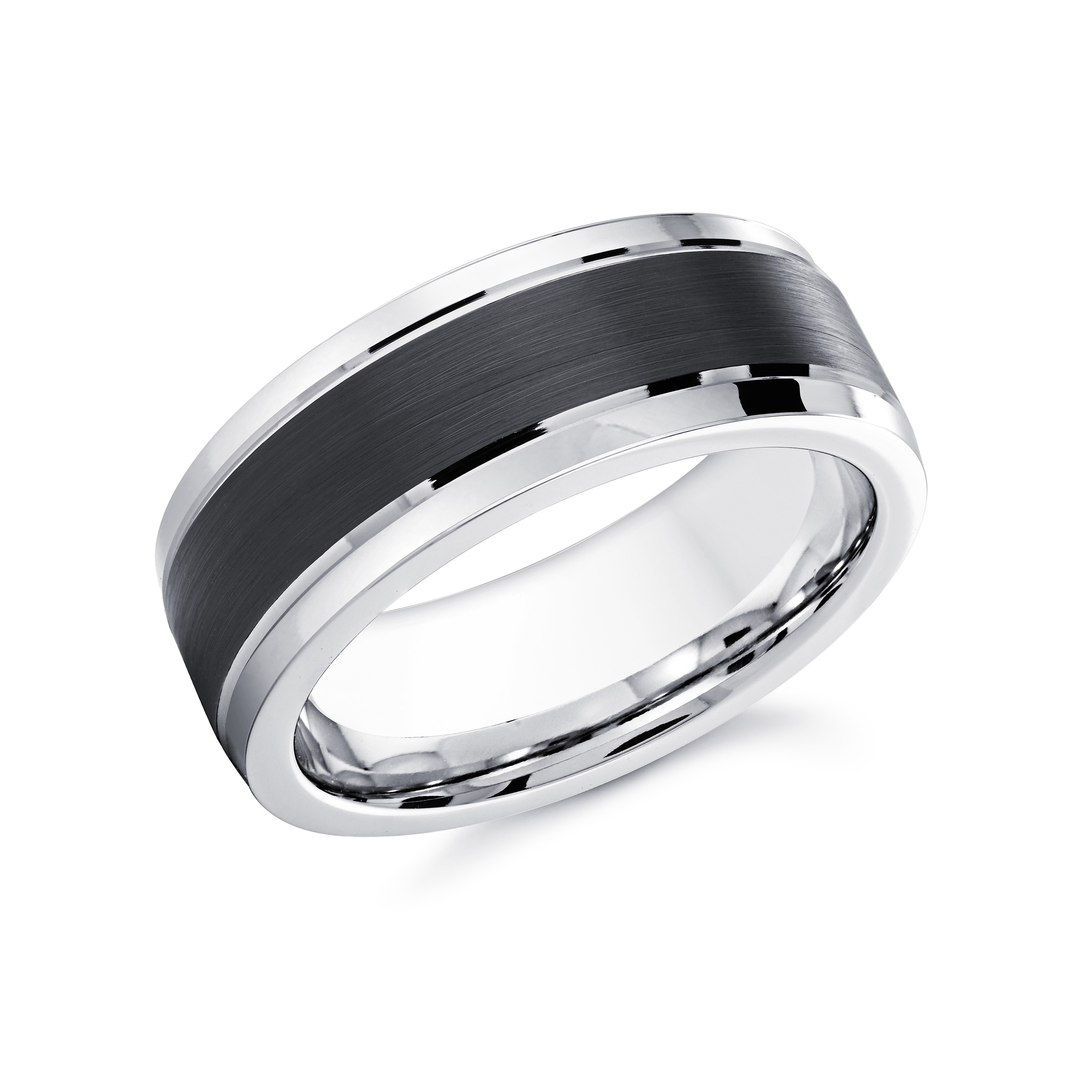 Malo 8mm White & Black Cobalt Band - Size 9