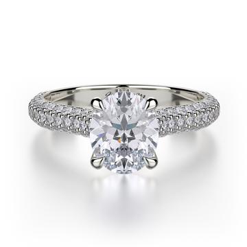 18K White Gold Diamond Semi-Mount Ring (0.60ctw, for 2ct Oval)