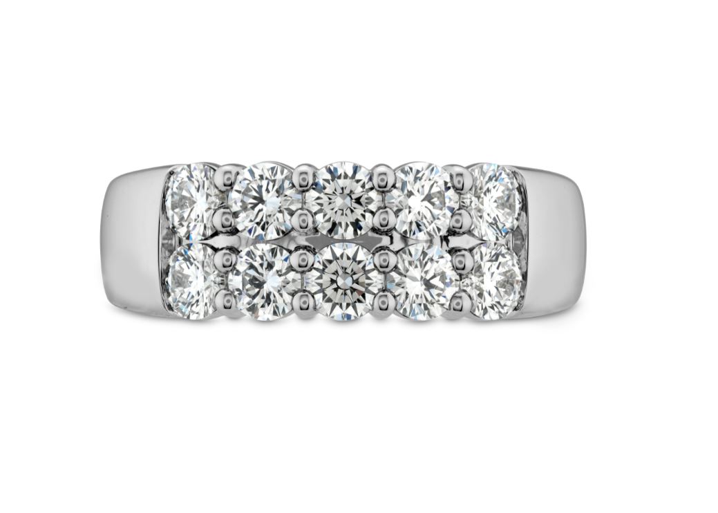 Hearts on Fire Signature 1.53ctw Diamond 2-Row 10-Stone Band in 18K White Gold