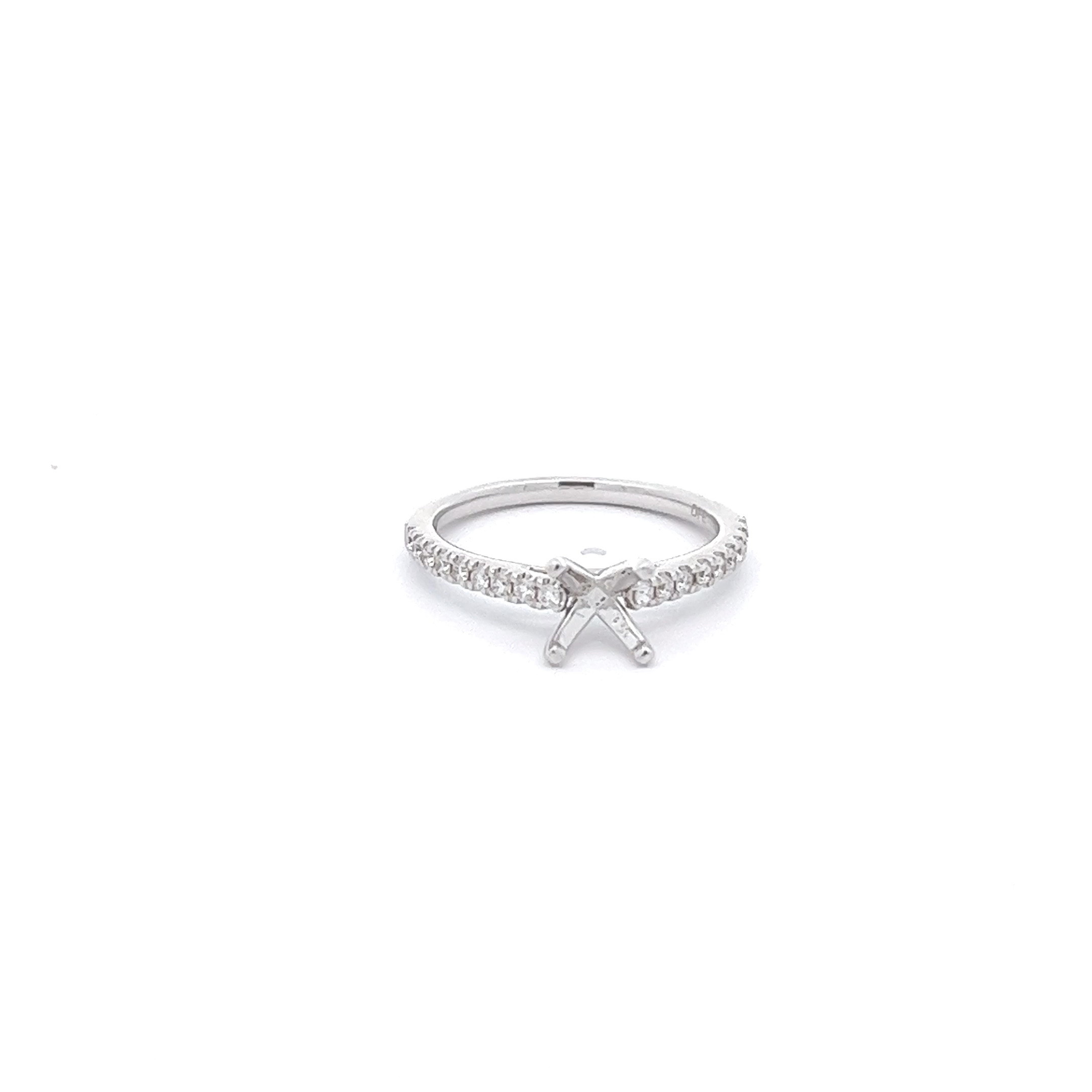 14K White Gold Diamond Cathedral Semi-Mount Ring (0.23ctw)