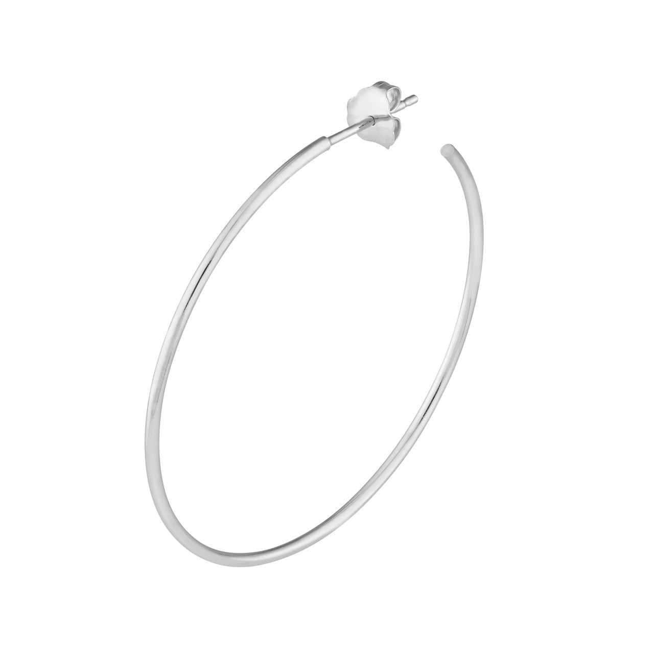 14K White Gold Large Post Hoop Earrings (40x1.2mm)