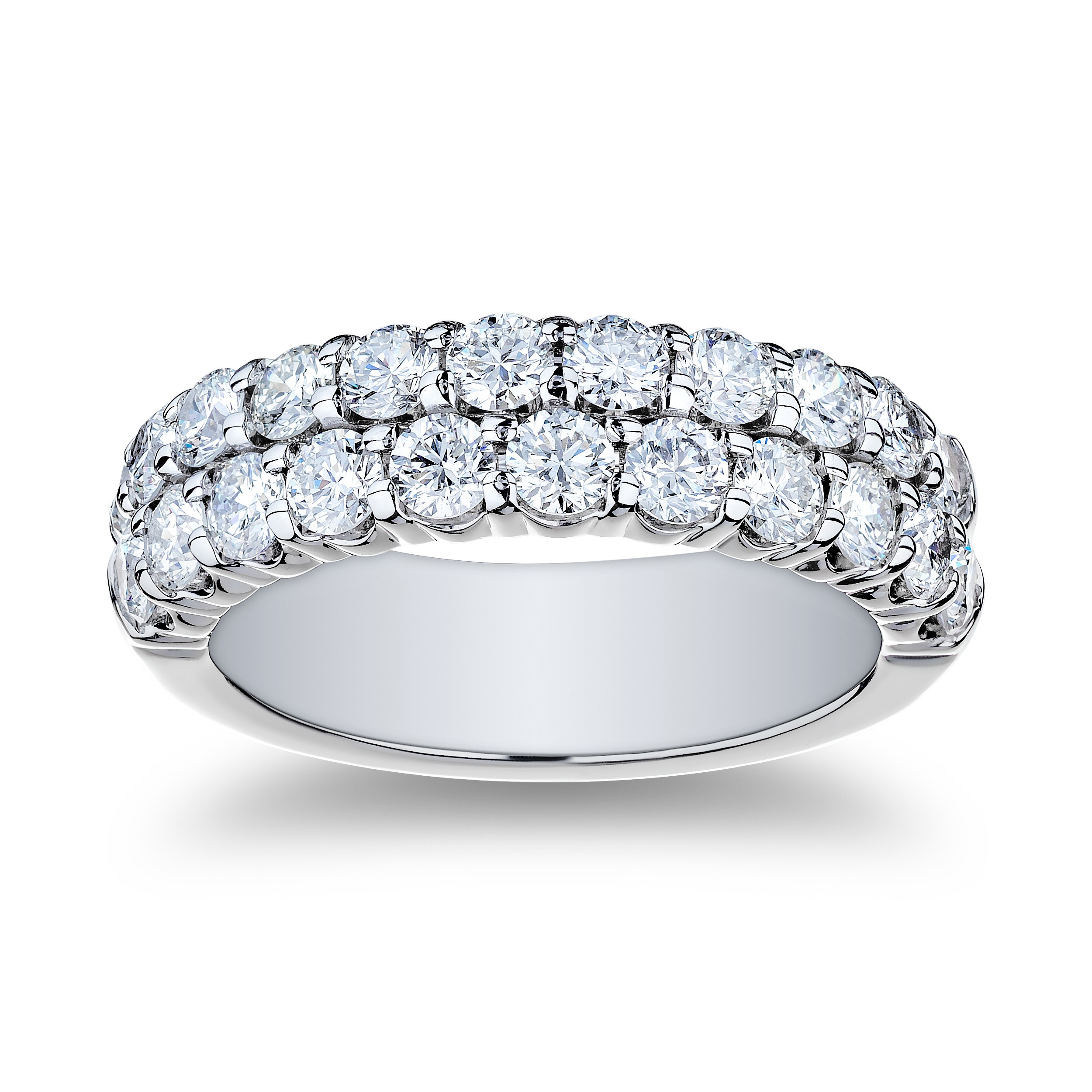 18K White Gold Diamond 2-Row Half Band (1.98ctw)