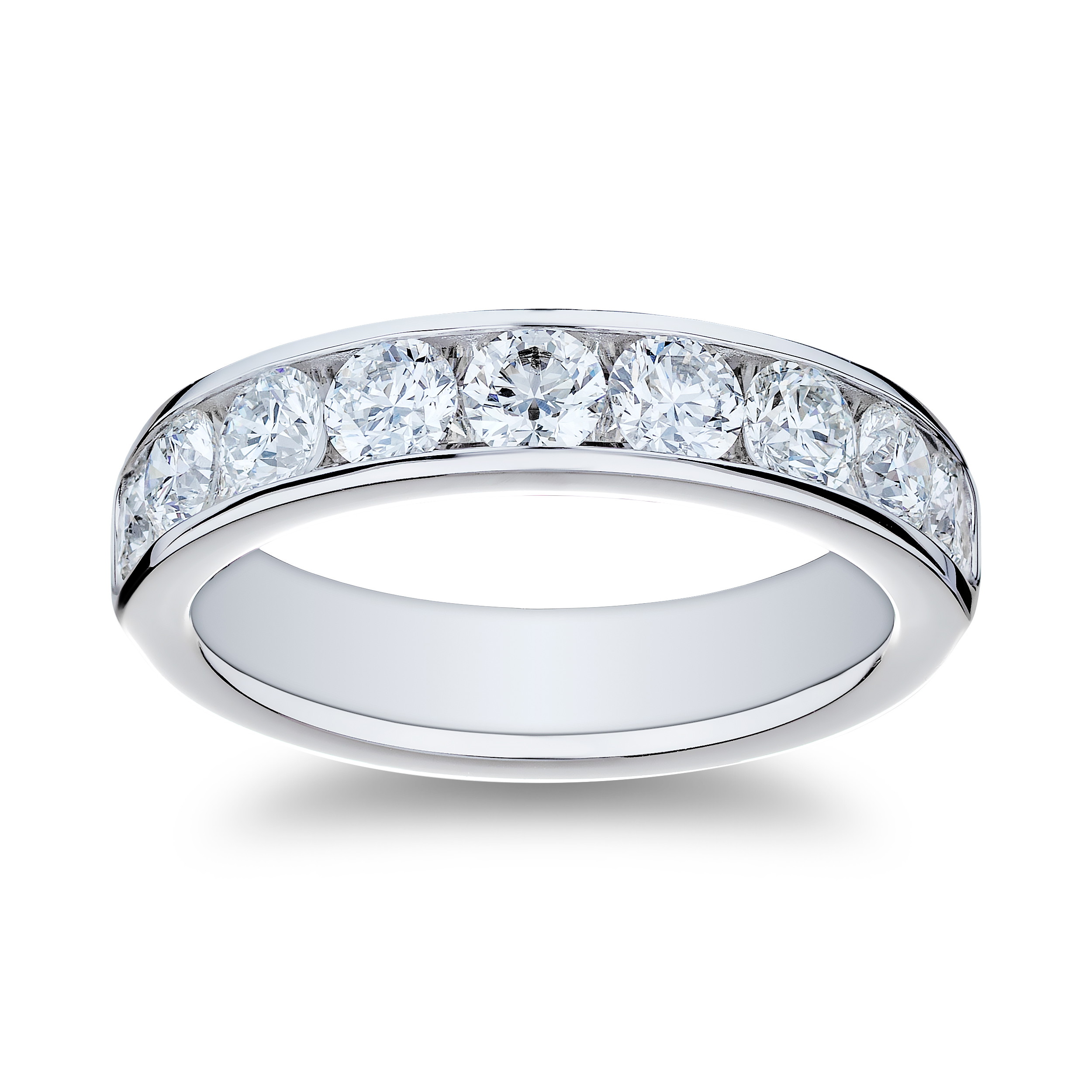 18K White Gold Diamond 9-Stone Channel Anniversary Band (1.48ctw)