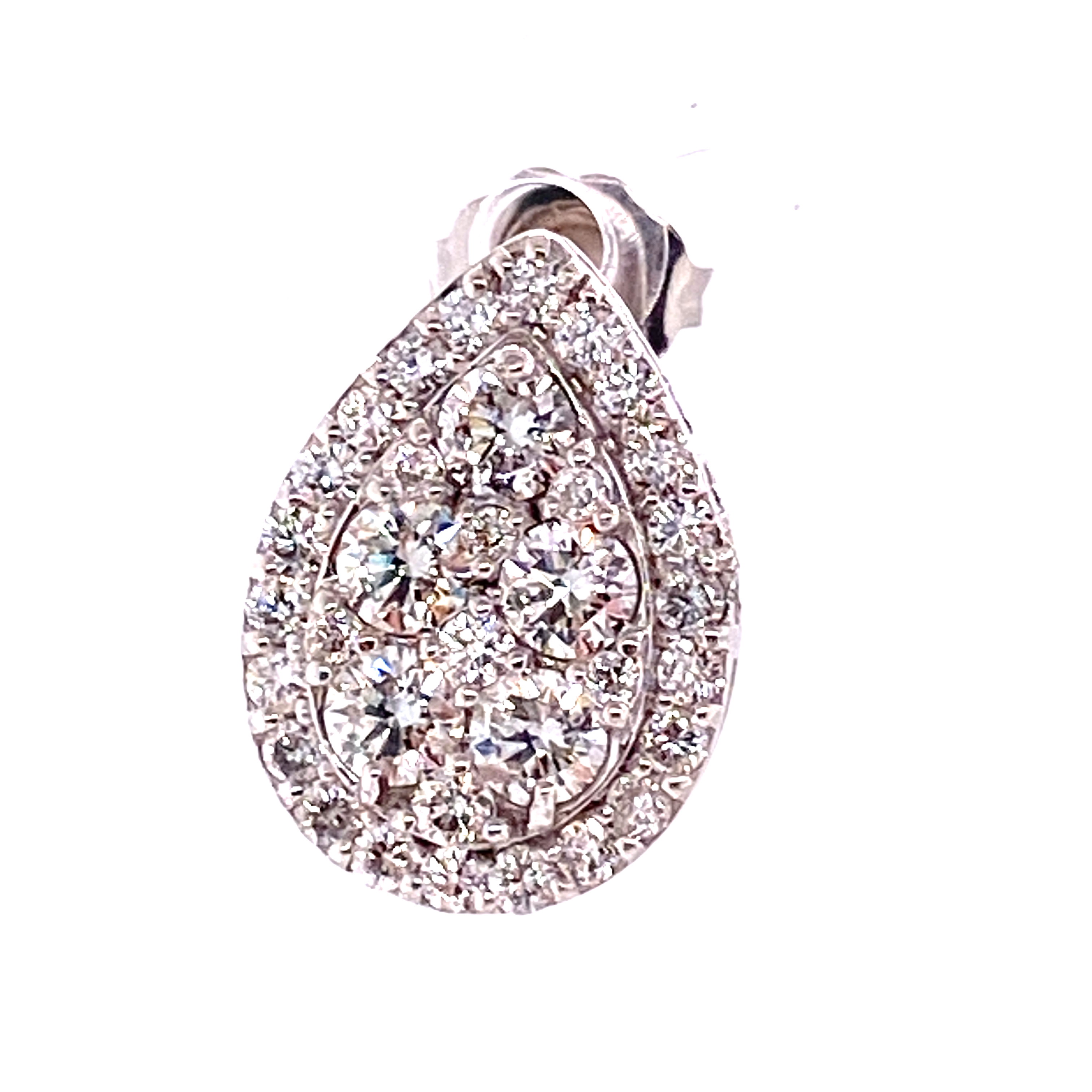 14K White Gold Diamond Pear Cluster Halo Stud Earrings (2.11ctw)