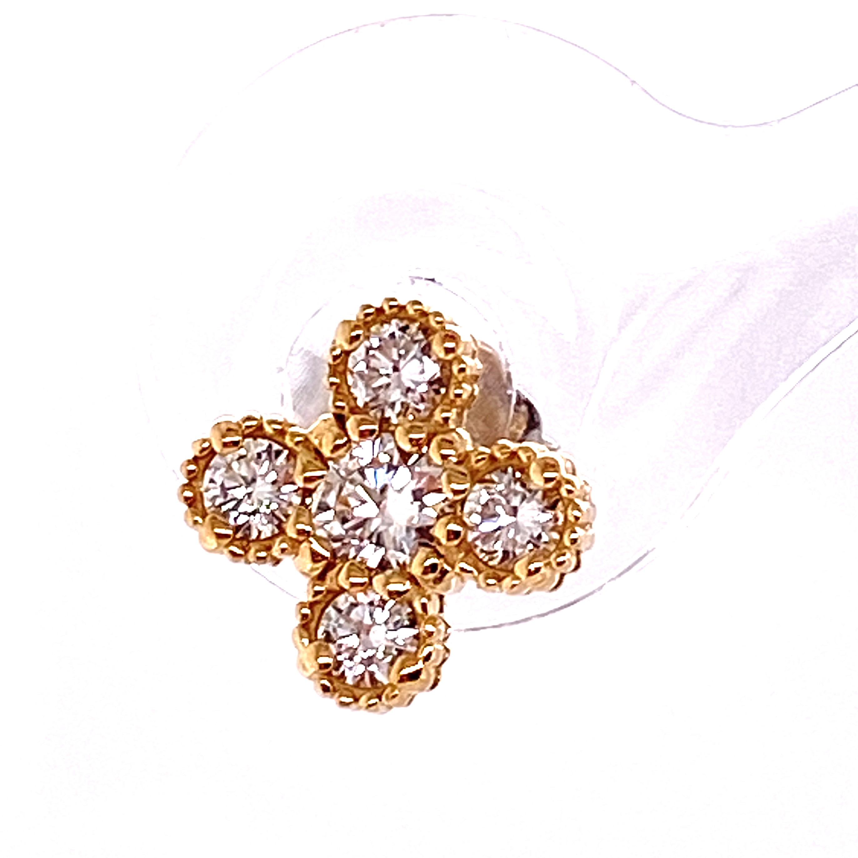 14K Yellow Gold Diamond 5-Stone Cluster Bezel Stud Earrings (0.78ctw)