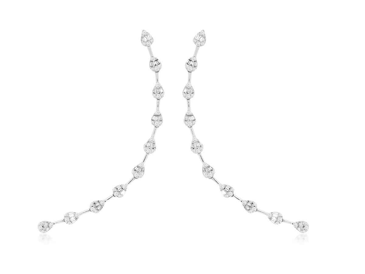 14K White Gold Diamond Line Pear Shape Earrings (1.06ctw)