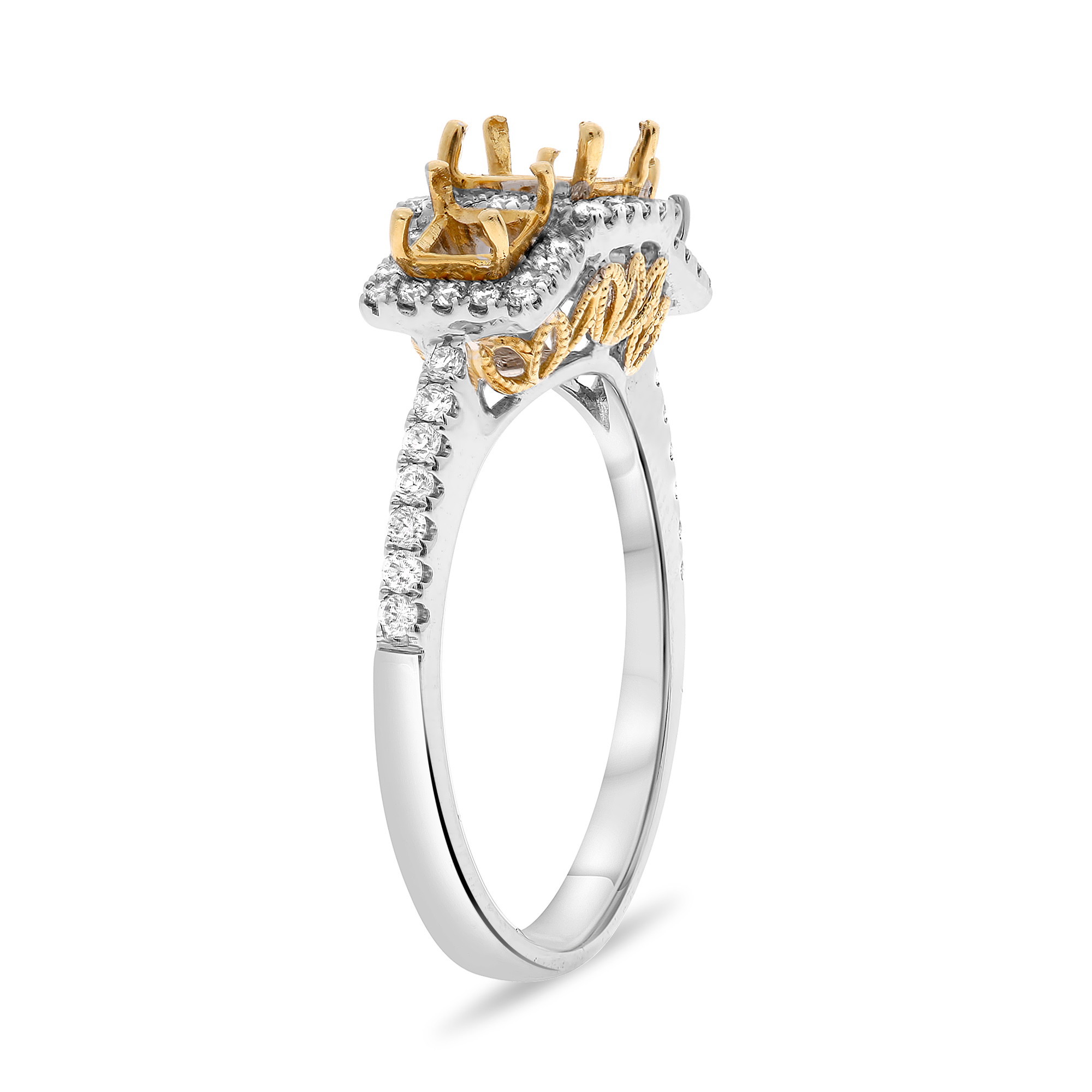 18K White & Yellow Gold Fancy Yellow Diamond 3-Stone Halo Ring