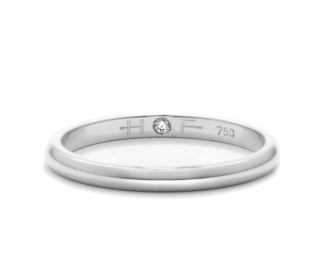 18K White Gold Half Round Comfort Fit 3mm Band with Inside Diamond
