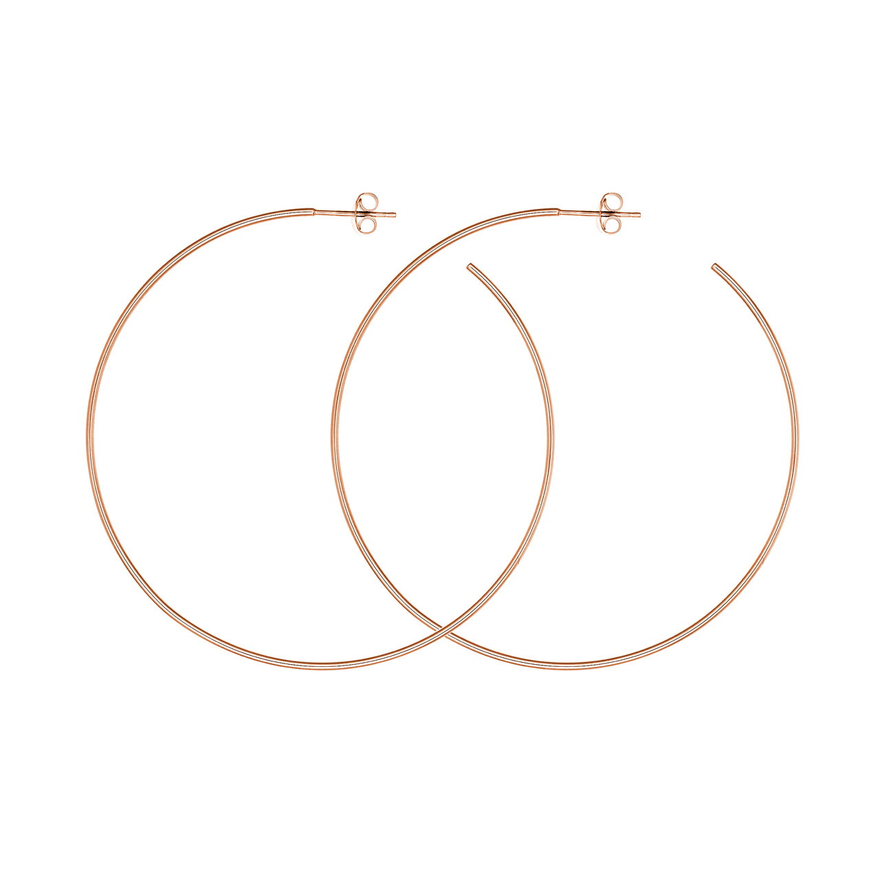 14K Rose Gold Extra Large Hoop Earrings (60x1.2mm)