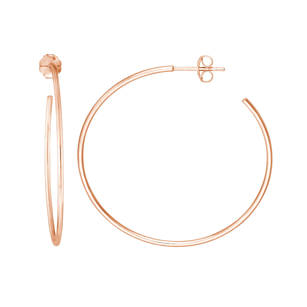 14K Rose Gold Large Hoop Earrings (40x1.2mm)