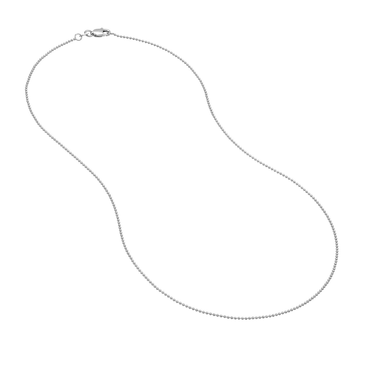 14K White Gold 1mm Bead Chain Necklace (18")