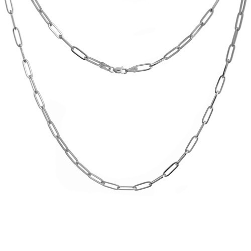 14K White Gold 3.85mm Paper Clip Chain Necklace (18")