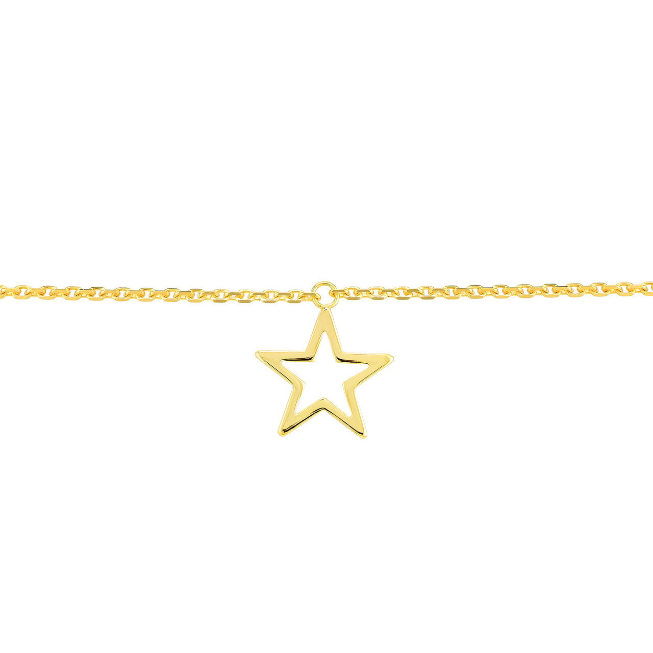 14KY ADJ. OPEN DANGLE STAR TRIO ANKLET 10'