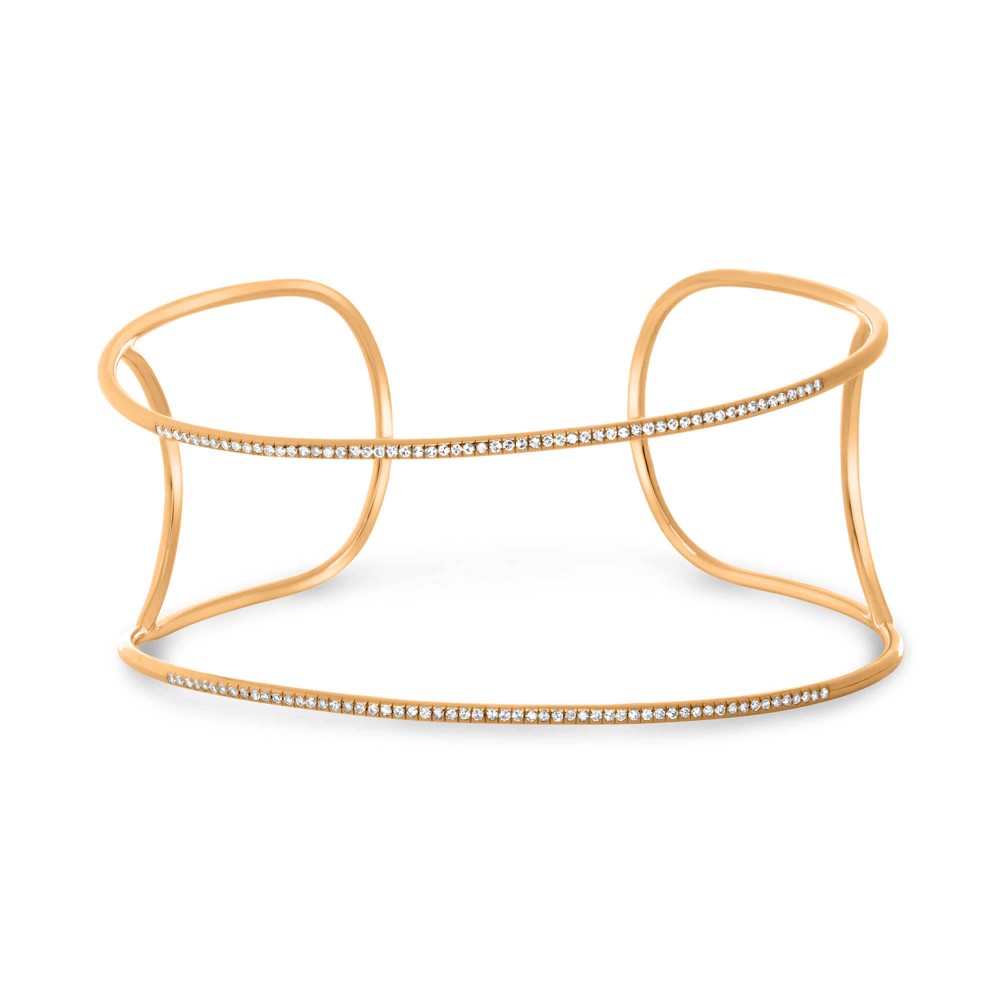 14K Rose Gold Diamond Horseshoe Bangle Bracelet (0.32ctw)