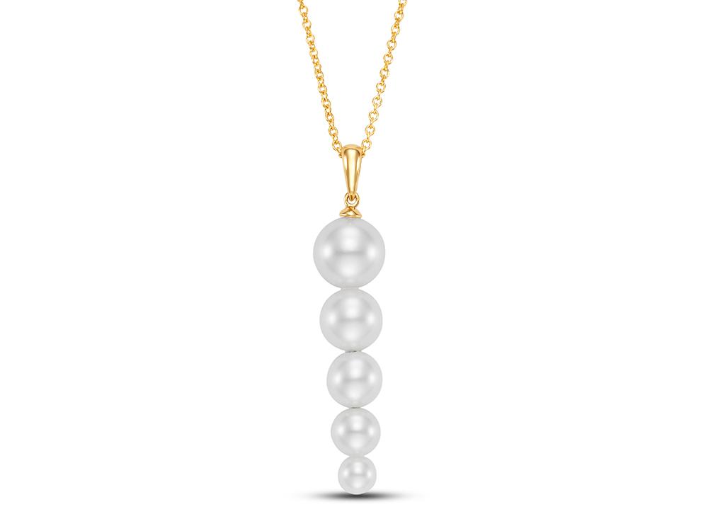 18K Yellow Gold Freshwater Pearl Long Drop Pendant (4-8mm)