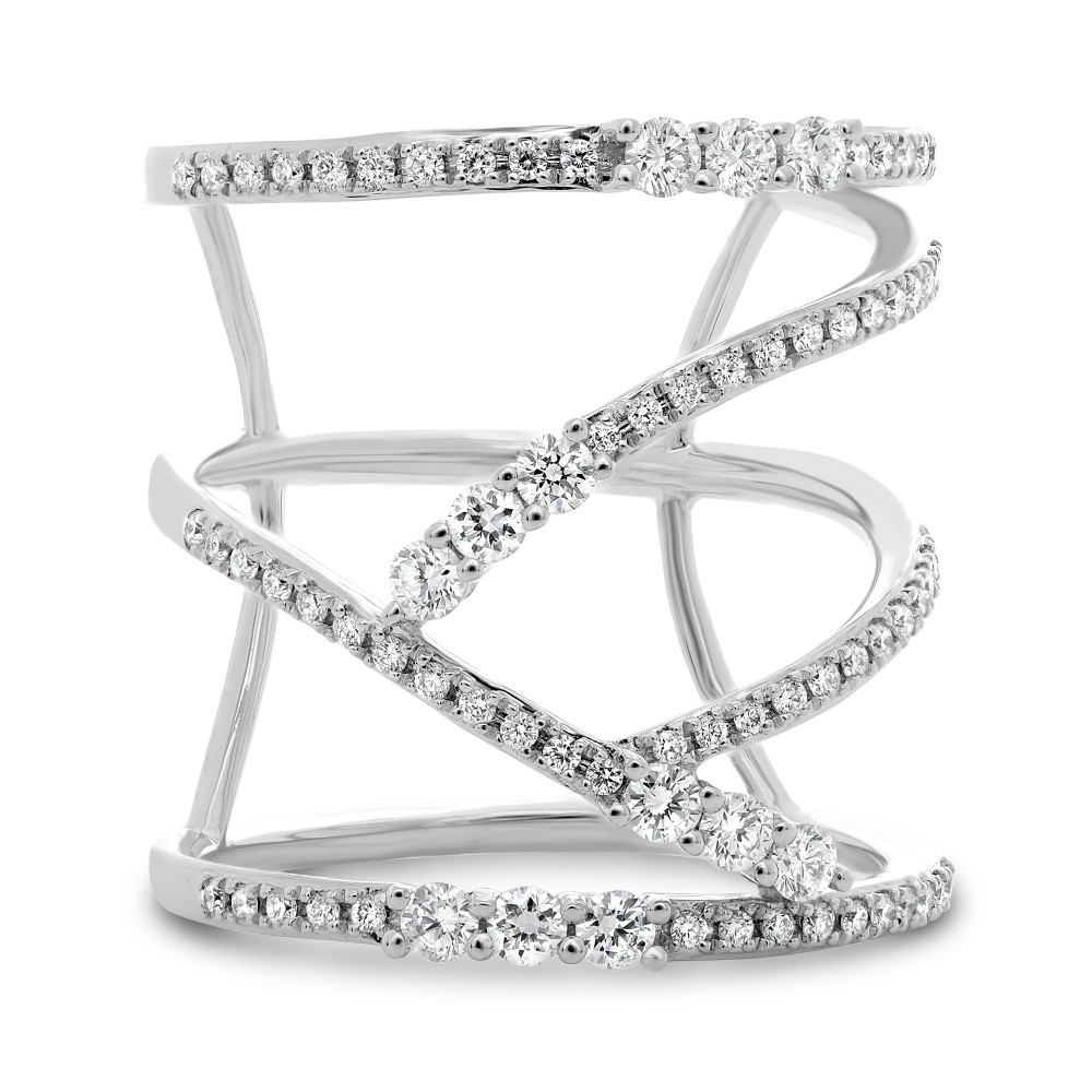 14K Rose Gold Diamond Criss Cross Fashion Ring (0.59ctw)