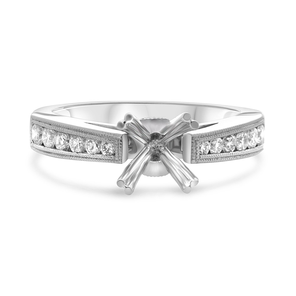 14K White Gold Diamond Double Prong Semi-Mount Ring (0.50ctw)