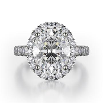 18K White Gold Diamond Semi-Mount Ring (for 3ct Oval)