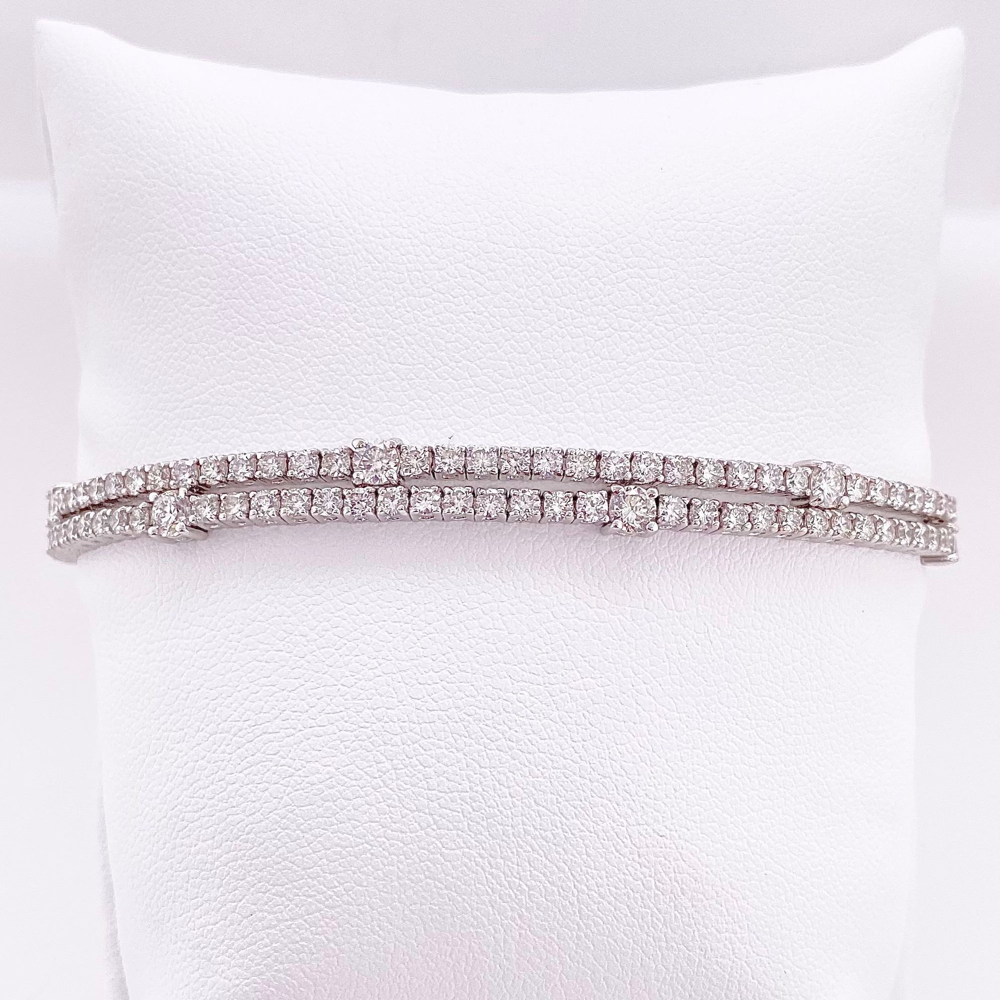 14K White Gold Diamond Double Line Bracelet (6.33ctw)