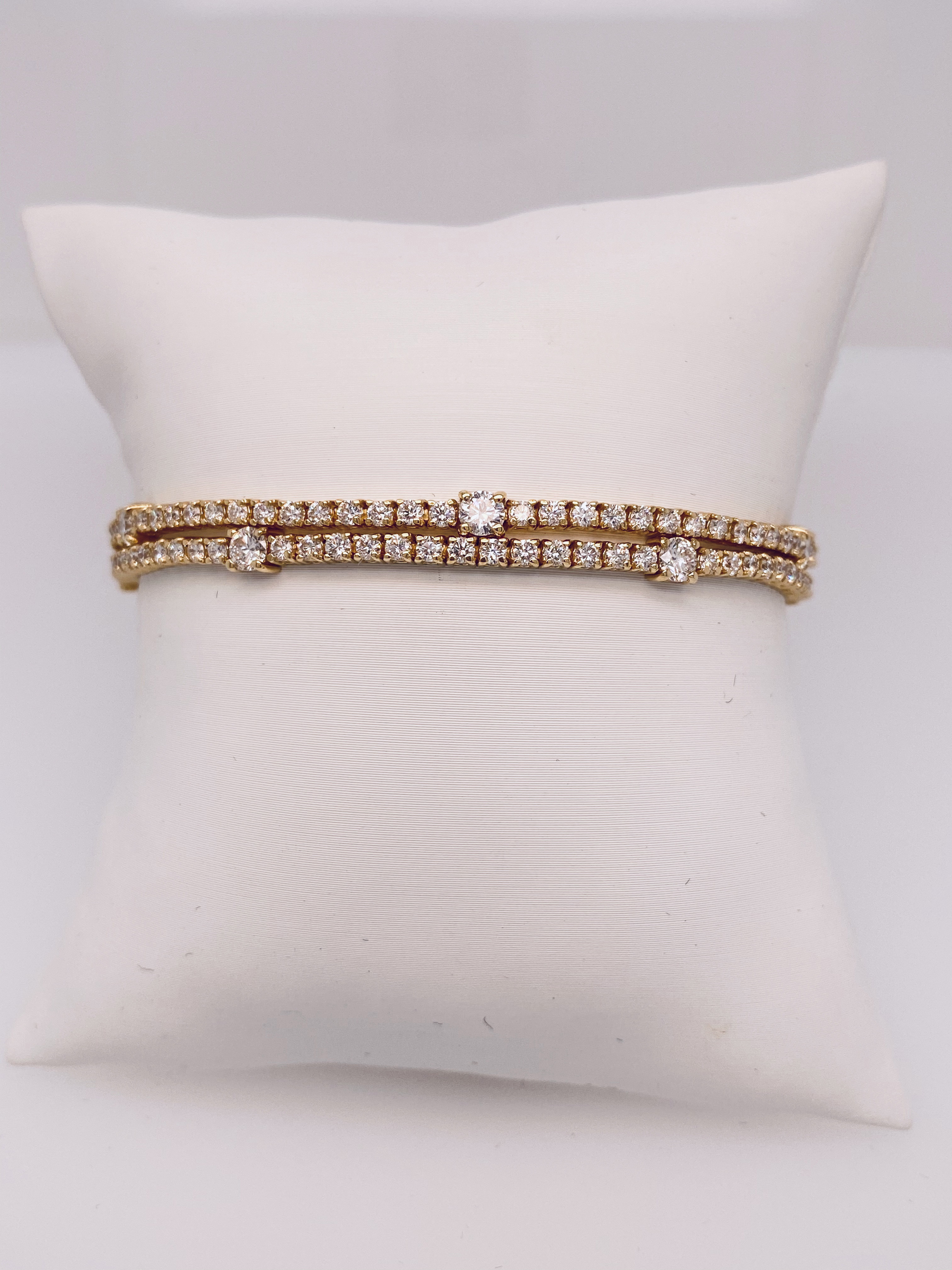 14K Yellow Gold Diamond 2-Line Bracelet (4.95ctw)