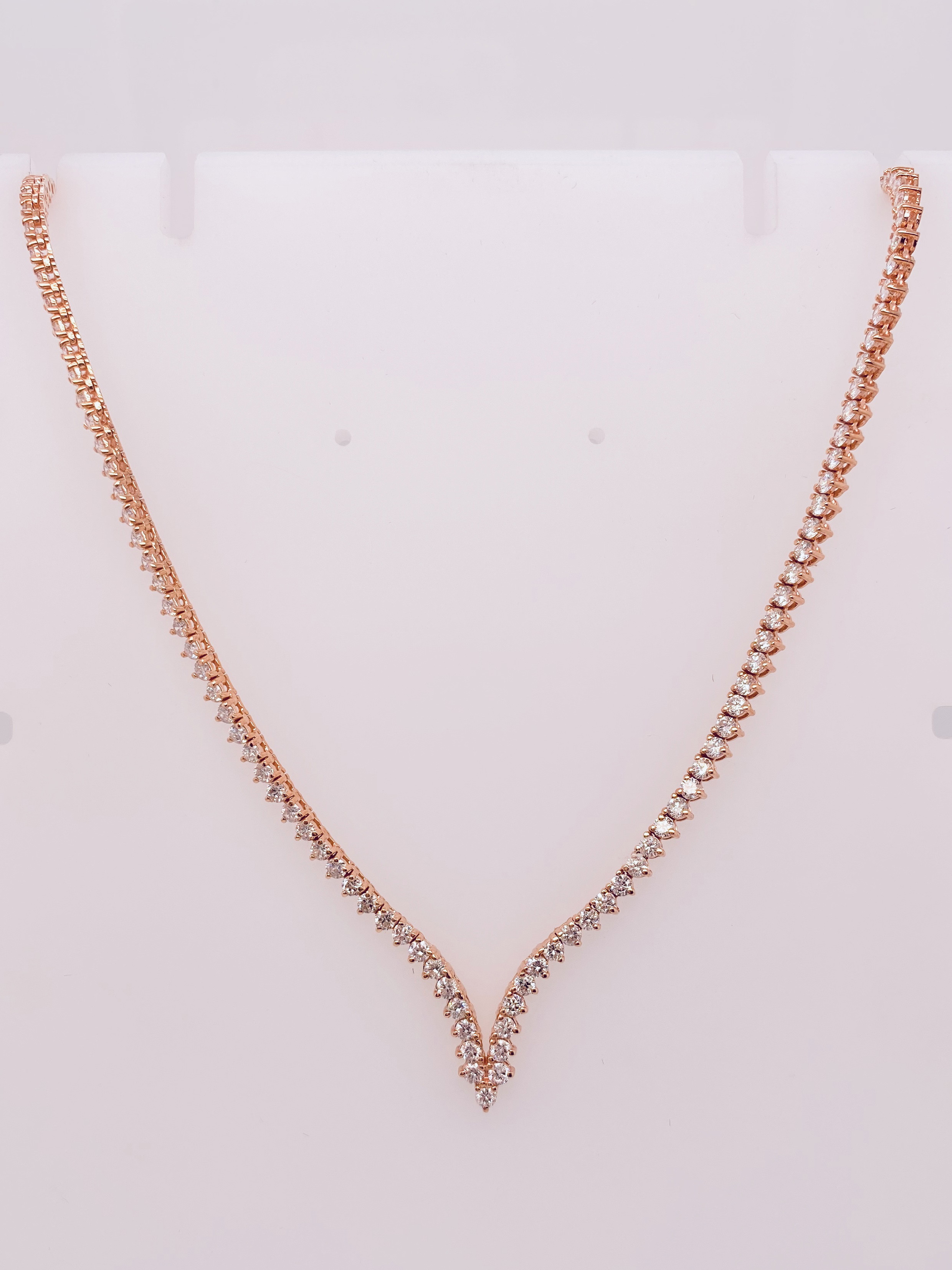 14K Rose Gold Diamond Necklace (3.32ctw)