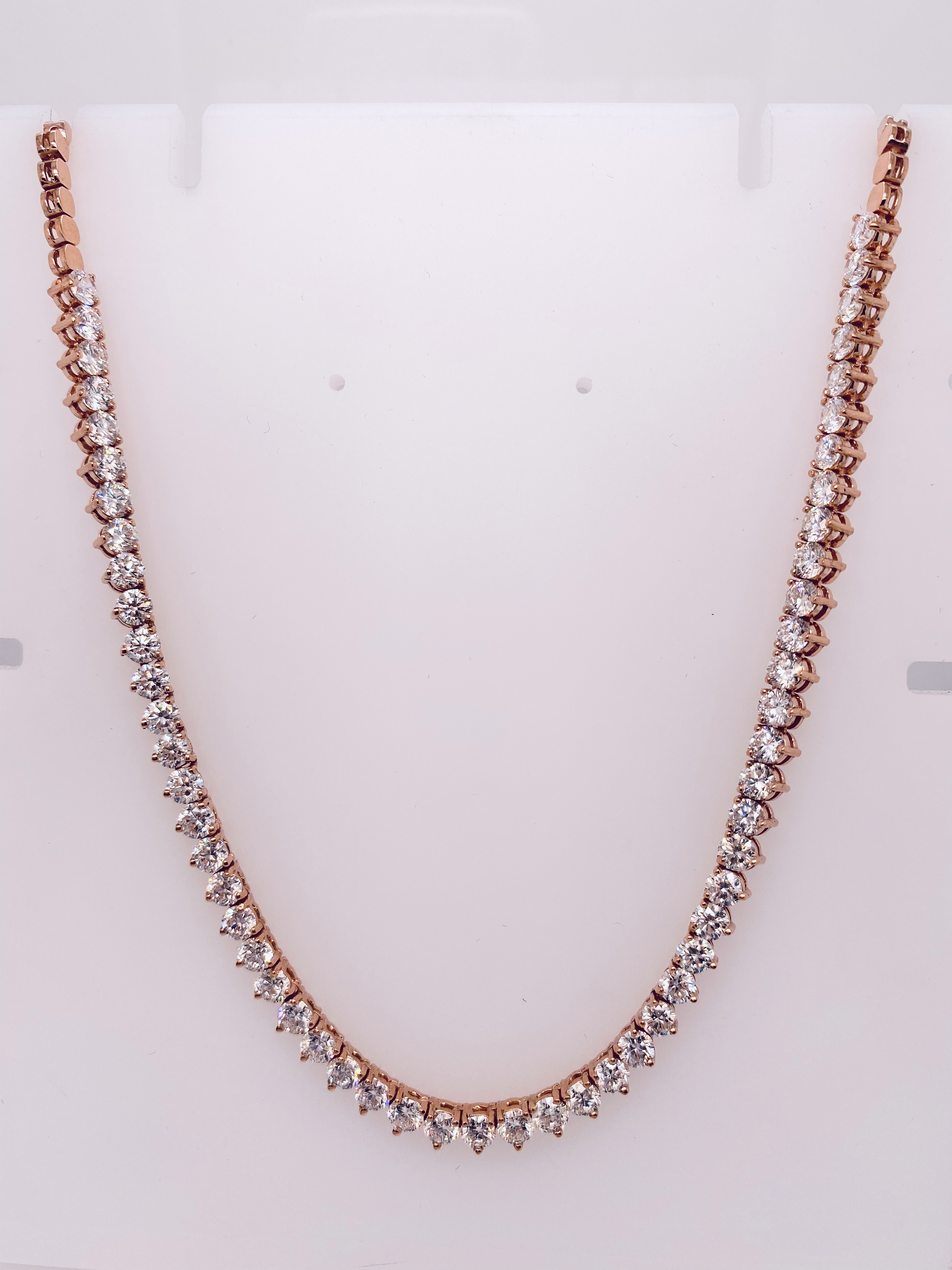 14K Rose Gold Diamond Necklace (10.22ctw)