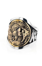 Stainless Steel Buffalo Nickel Cigar Band Men's Ring