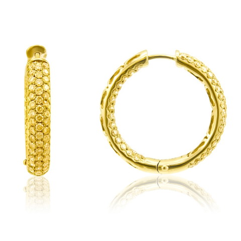 18KY 8.00CTW Y DIA HOOP EARR 2"