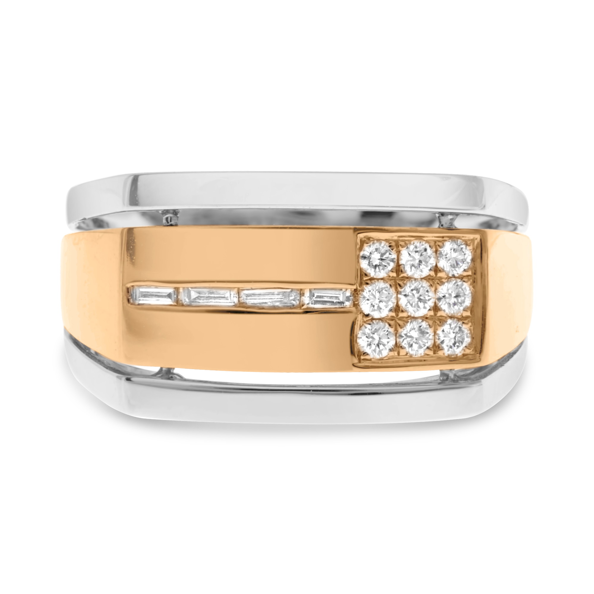 14K Rose & White Gold Diamond Wide Men's Band (0.35ctw)