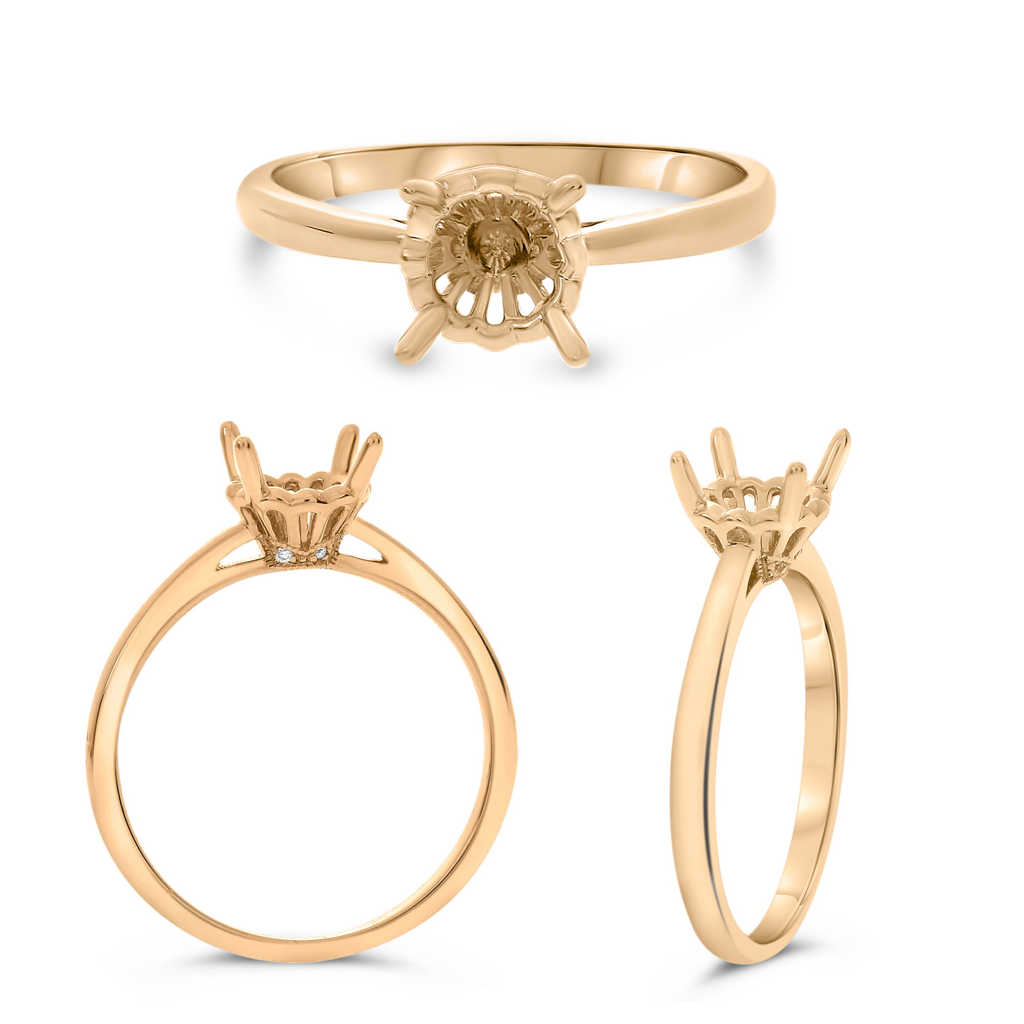 14K Rose Gold 4-Prong Solitaire Semi-Mount Ring