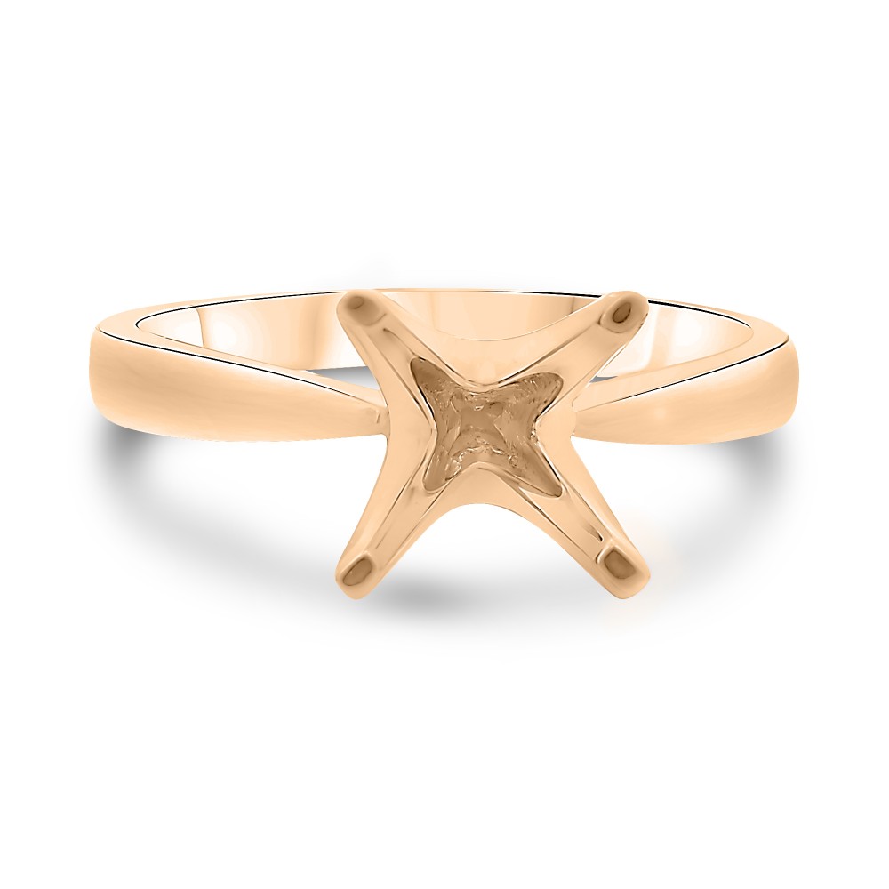 14K Rose Gold Solitaire Semi-Mount Ring (for 2.00ct Center)