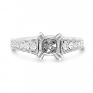 14K White Gold Diamond Milgrain Semi-Mount Ring (0.47ctw)